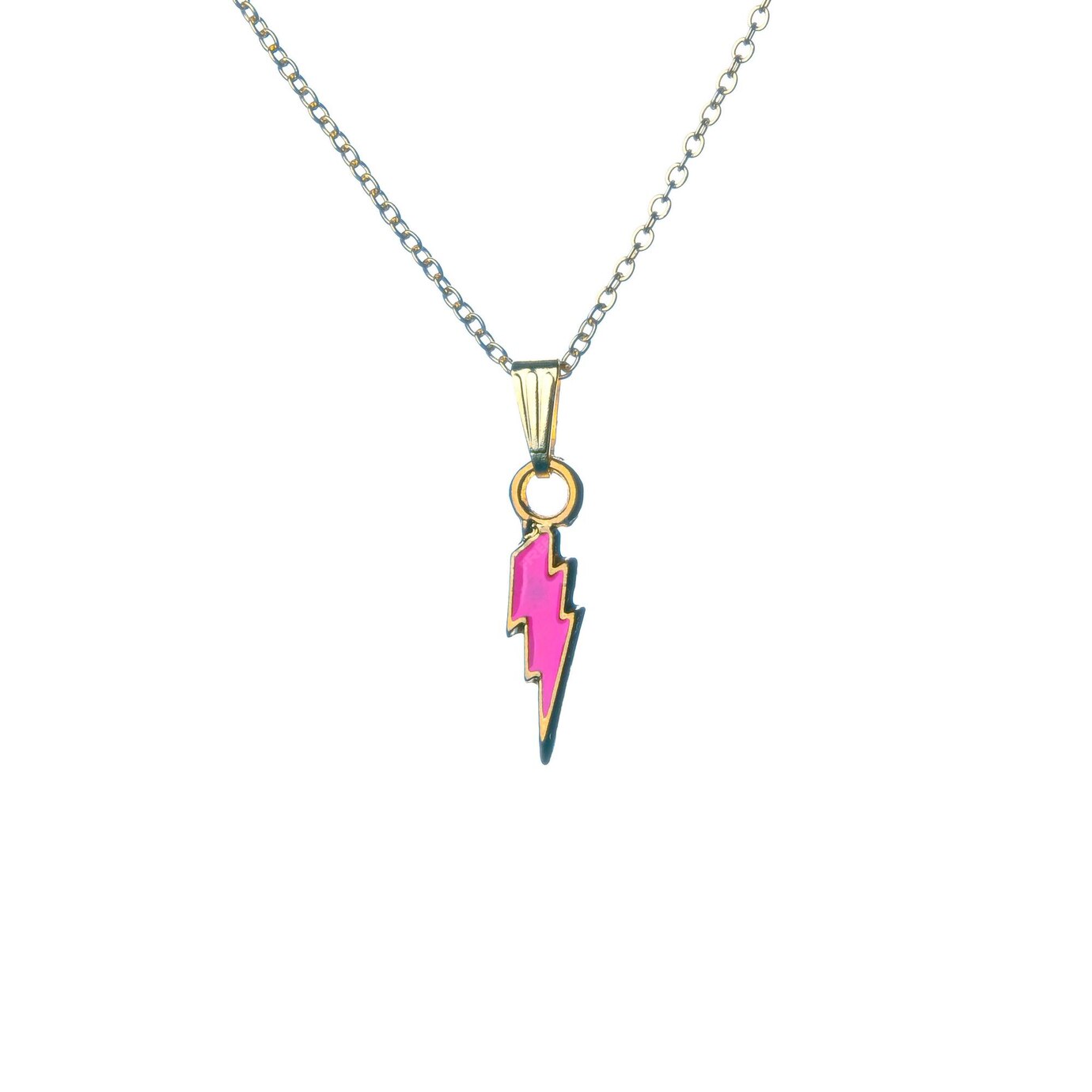 Pink Lightning Bolt Necklace